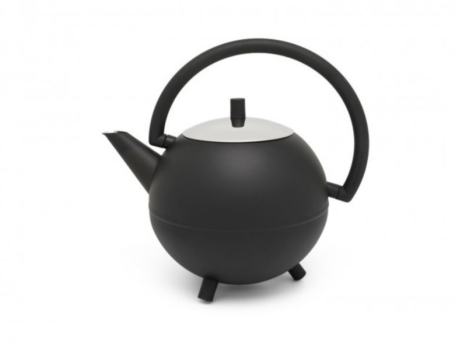 Online Dubbelwandige Theepot Duet Design Saturn - Mat Zwart 1,2 Liter - Bredemeijer