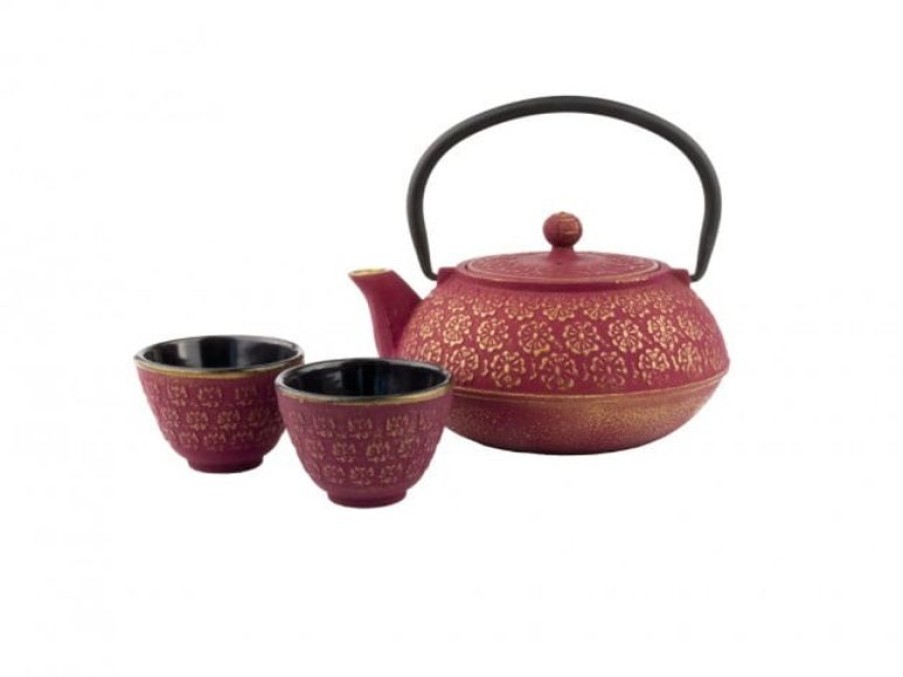 Best Theepot Shanghai Giftset - Gietijzer 0,6 Liter - Roze/Goud - Bredemeijer